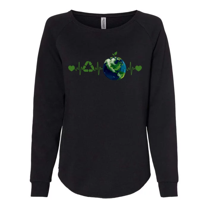 Heart Beat Earth Day Recycle Love Earth Day Anniversary 2024 Womens California Wash Sweatshirt