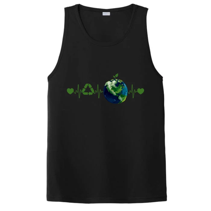 Heart Beat Earth Day Recycle Love Earth Day Anniversary 2024 Performance Tank