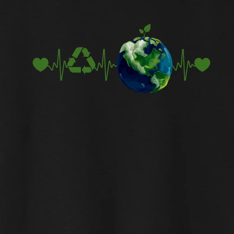 Heart Beat Earth Day Recycle Love Earth Day Anniversary 2024 Women's Crop Top Tee