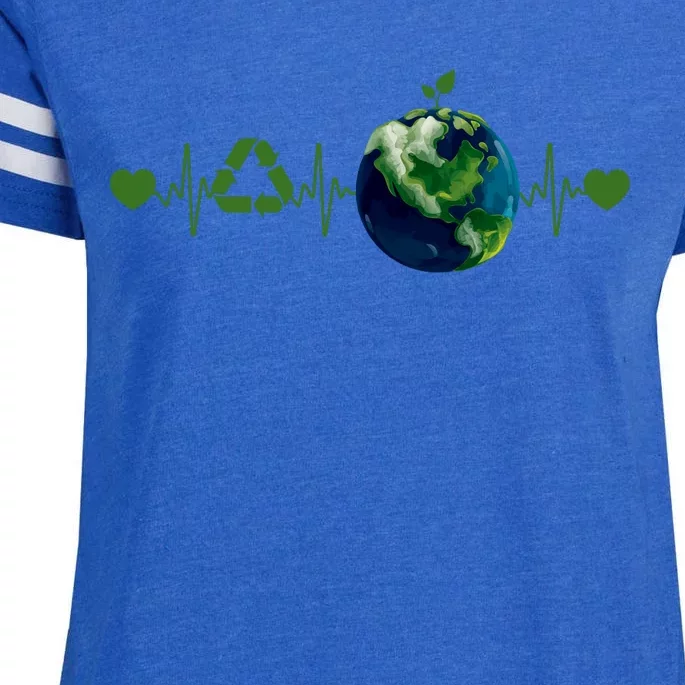 Heart Beat Earth Day Recycle Love Earth Day Anniversary 2024 Enza Ladies Jersey Football T-Shirt