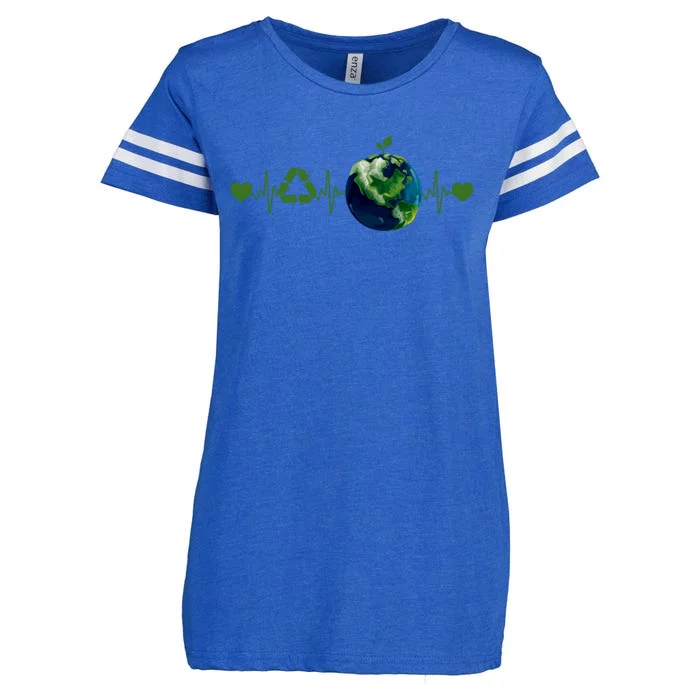 Heart Beat Earth Day Recycle Love Earth Day Anniversary 2024 Enza Ladies Jersey Football T-Shirt