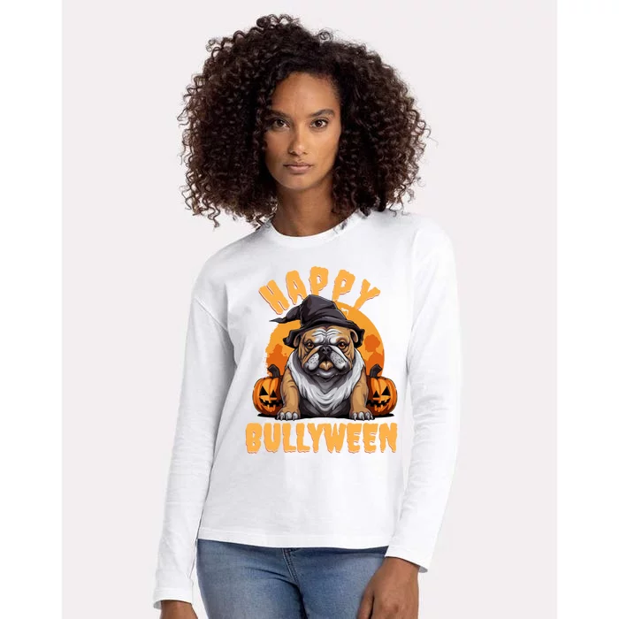 Happy Bullyween English Bulldog Halloween Cool Gift Womens Cotton Relaxed Long Sleeve T-Shirt