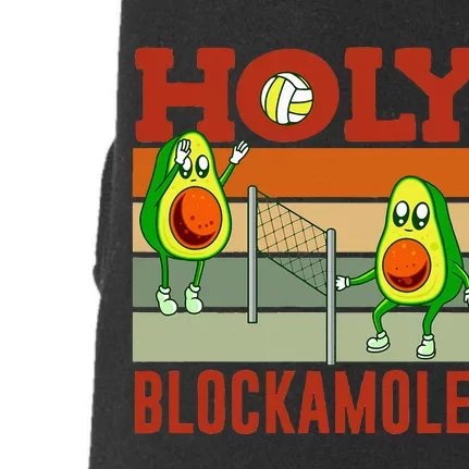 Holy Blockamole Funny Volleyball Match Block Avocado Doggie 3-End Fleece Hoodie