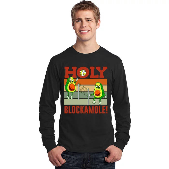 Holy Blockamole Funny Volleyball Match Block Avocado Long Sleeve Shirt