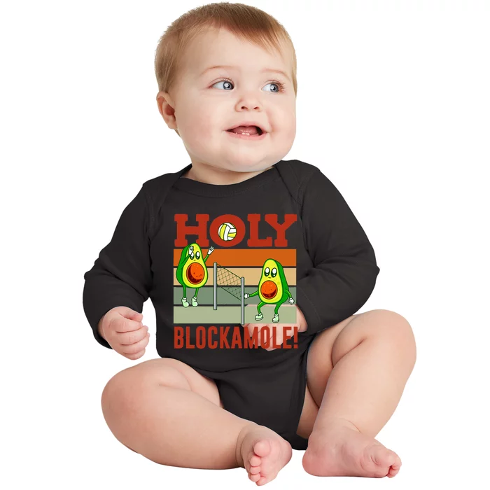 Holy Blockamole Funny Volleyball Match Block Avocado Baby Long Sleeve Bodysuit