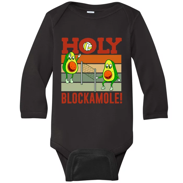 Holy Blockamole Funny Volleyball Match Block Avocado Baby Long Sleeve Bodysuit