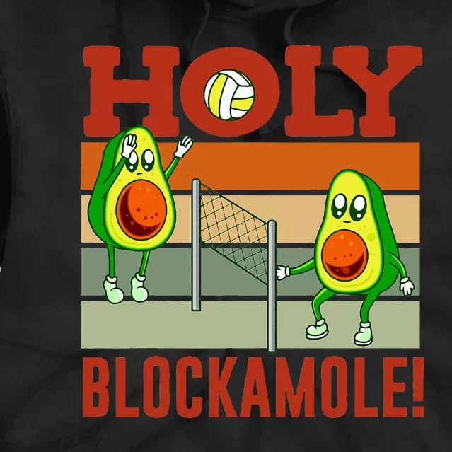 Holy Blockamole Funny Volleyball Match Block Avocado Tie Dye Hoodie