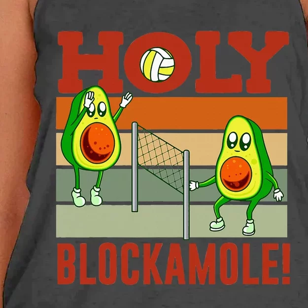 Holy Blockamole Funny Volleyball Match Block Avocado Women's Knotted Racerback Tank