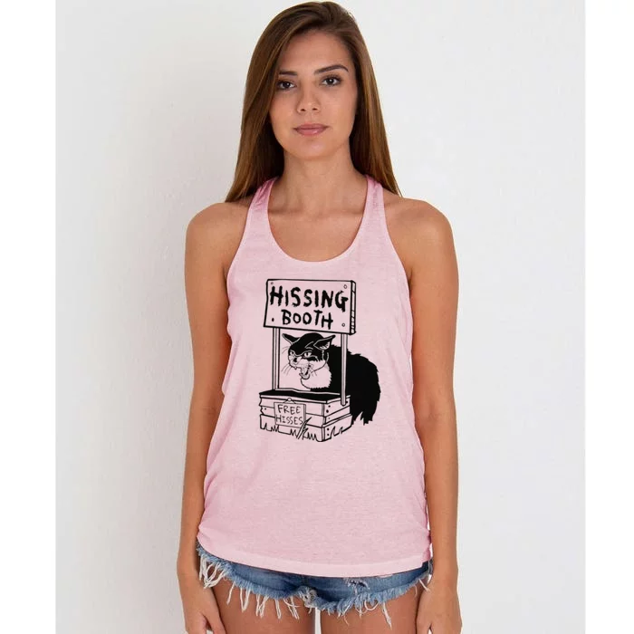 Hissing Booth Funny Cta Kitten Meow Women's Knotted Racerback Tank