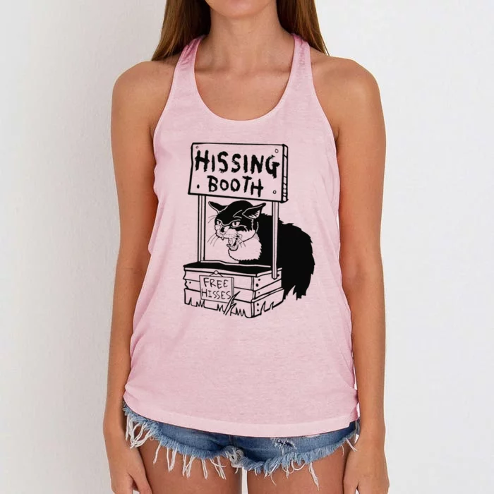 Hissing Booth Funny Cta Kitten Meow Women's Knotted Racerback Tank