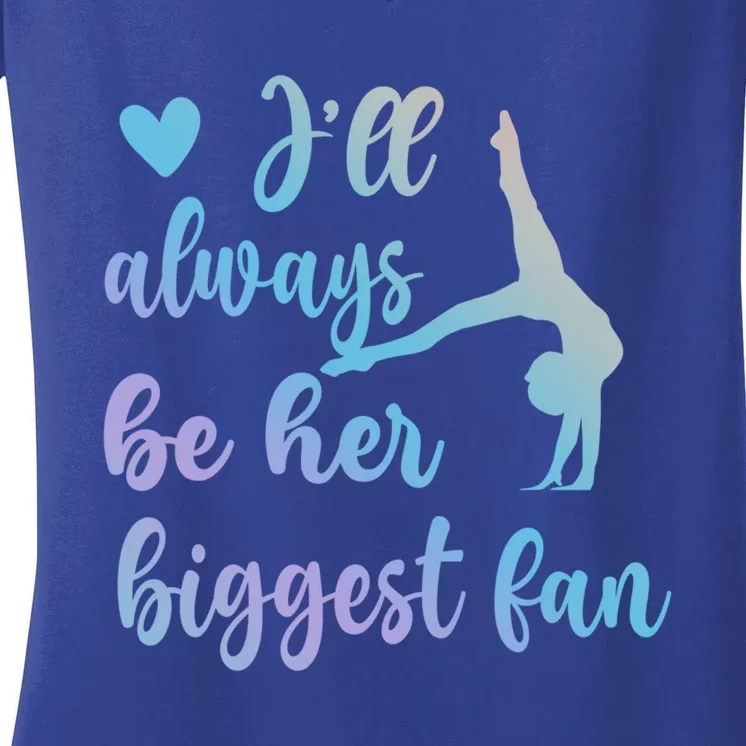 Her Biggest Fan Gymnastics Mom Of Gymnast Mama Cute Gift Women's V-Neck T-Shirt