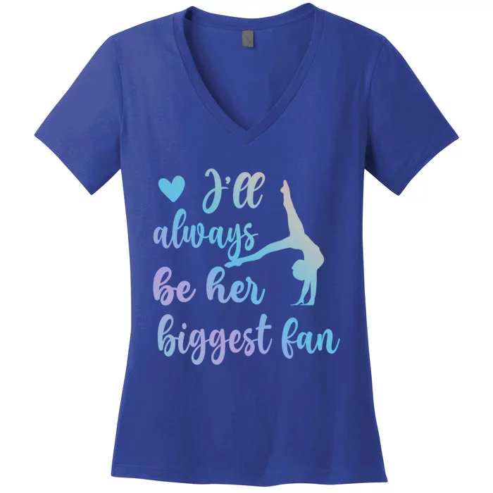 Her Biggest Fan Gymnastics Mom Of Gymnast Mama Cute Gift Women's V-Neck T-Shirt