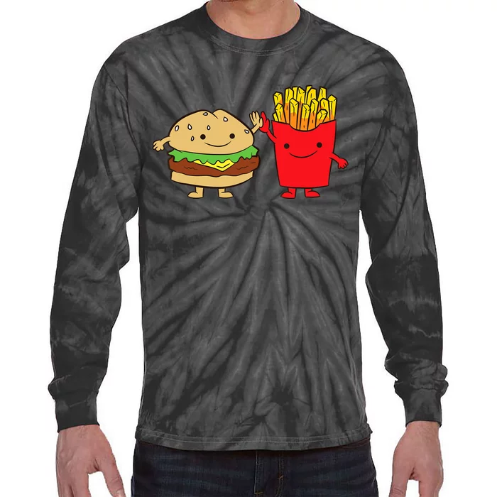 Hamburger Burger Fast Food French Fries Tie-Dye Long Sleeve Shirt