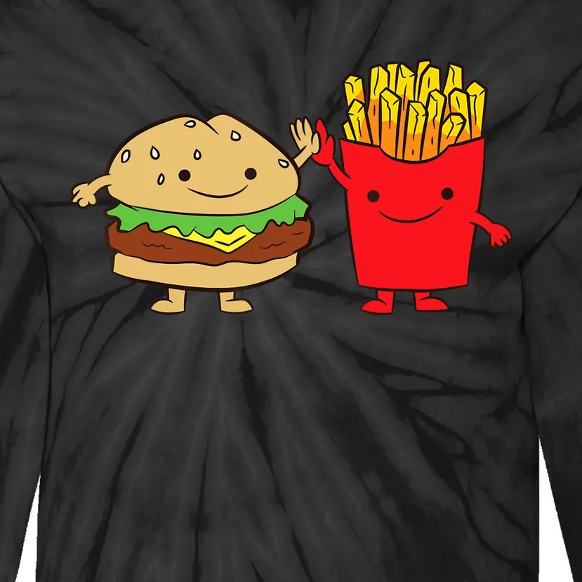 Hamburger Burger Fast Food French Fries Tie-Dye Long Sleeve Shirt