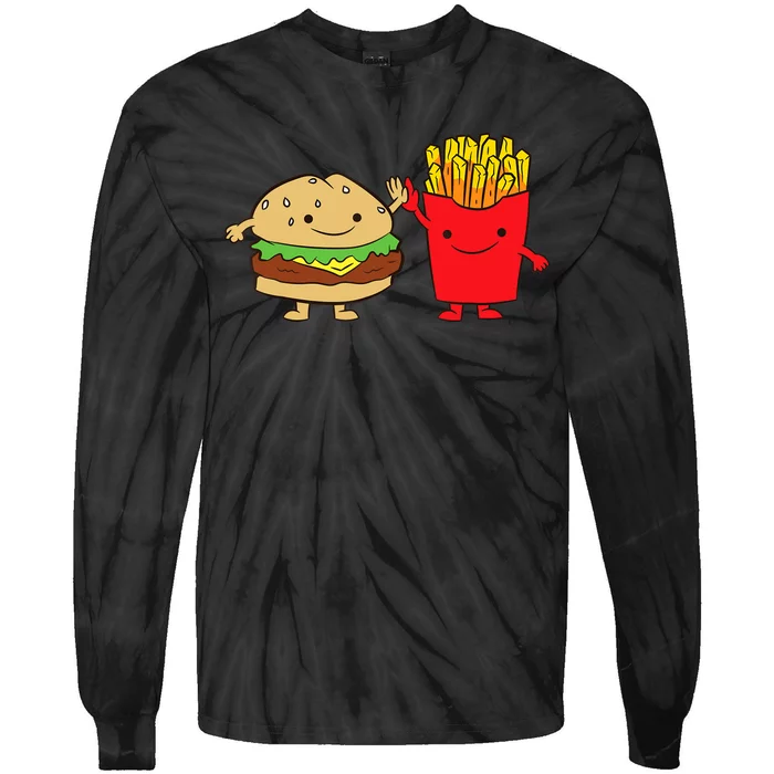 Hamburger Burger Fast Food French Fries Tie-Dye Long Sleeve Shirt