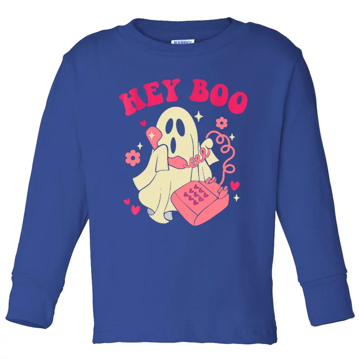 Hey Boo Funny Halloween Costume Spooky Season Scary Ghost Gift Toddler Long Sleeve Shirt