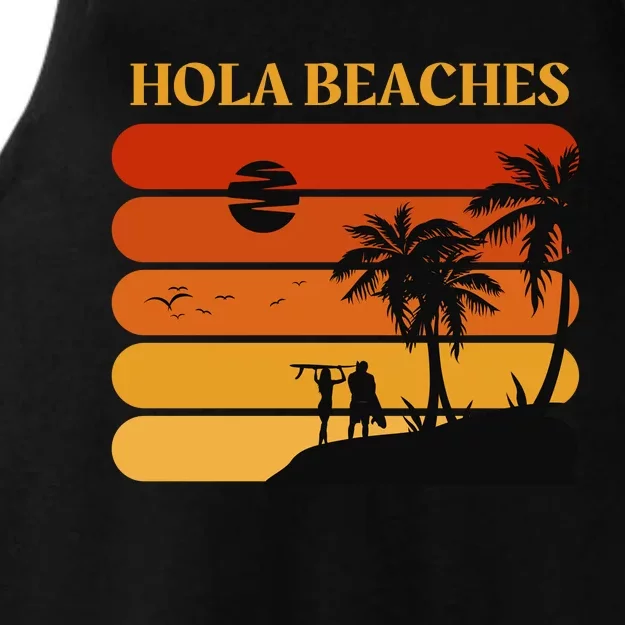 Hola Beaches Funny Beach Vacation Ladies Tri-Blend Wicking Tank