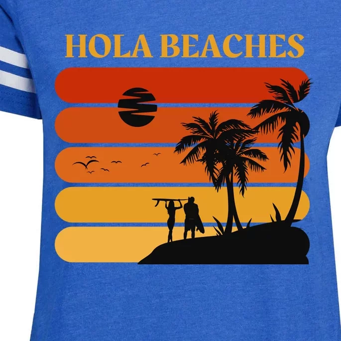 Hola Beaches Funny Beach Vacation Enza Ladies Jersey Football T-Shirt