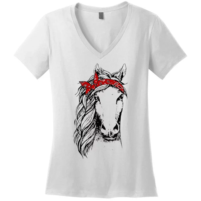 Horse Bandana For Horseback Riding Horse Lover Women's V-Neck T-Shirt