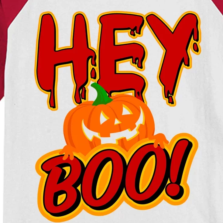 Hey Boo Funny Halloween Pun Ghost Spooky Funny Gift Kids Colorblock Raglan Jersey