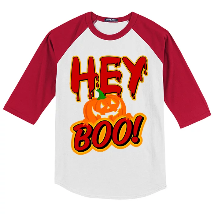 Hey Boo Funny Halloween Pun Ghost Spooky Funny Gift Kids Colorblock Raglan Jersey