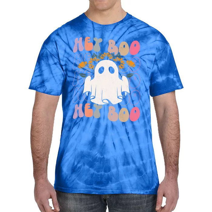 Hey Boo Funny Scary Ghost Halloween Spooky Season Gift Tie-Dye T-Shirt