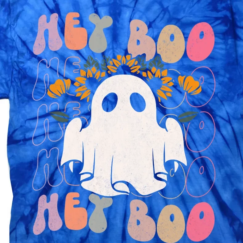 Hey Boo Funny Scary Ghost Halloween Spooky Season Gift Tie-Dye T-Shirt