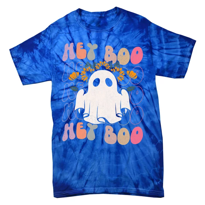 Hey Boo Funny Scary Ghost Halloween Spooky Season Gift Tie-Dye T-Shirt