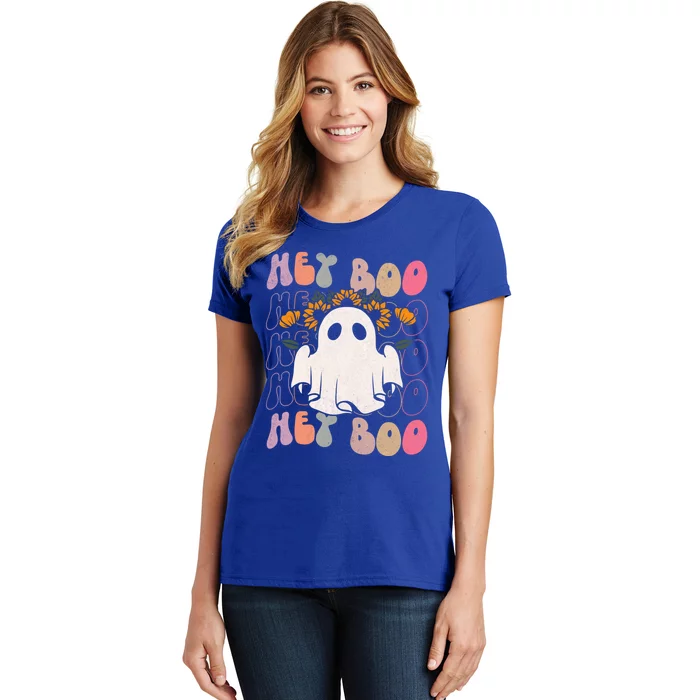 Hey Boo Funny Scary Ghost Halloween Spooky Season Gift Women's T-Shirt