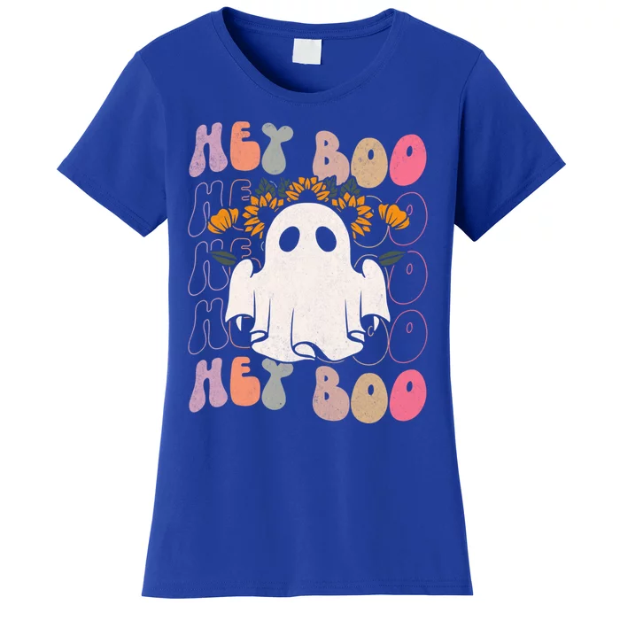 Hey Boo Funny Scary Ghost Halloween Spooky Season Gift Women's T-Shirt