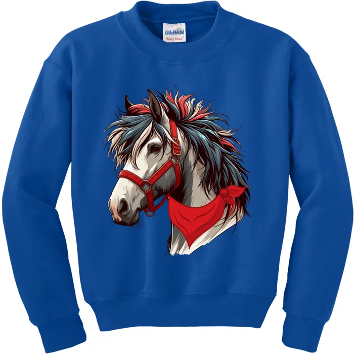 Horse Bandana For Equestrian Horseback Riding Horse Lover Gift Kids Sweatshirt