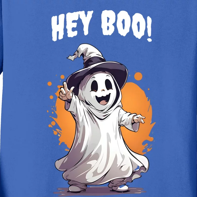 Hey Boo! Funny Halloween Ghost Costume Funny Gift Kids Long Sleeve Shirt