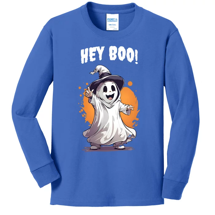 Hey Boo! Funny Halloween Ghost Costume Funny Gift Kids Long Sleeve Shirt