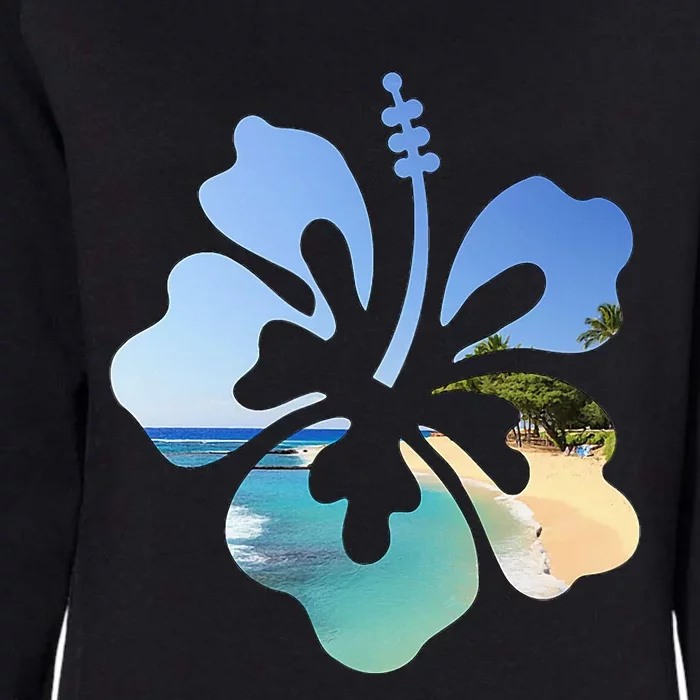 Hibiscus Beach Flower Womens California Wash Sweatshirt