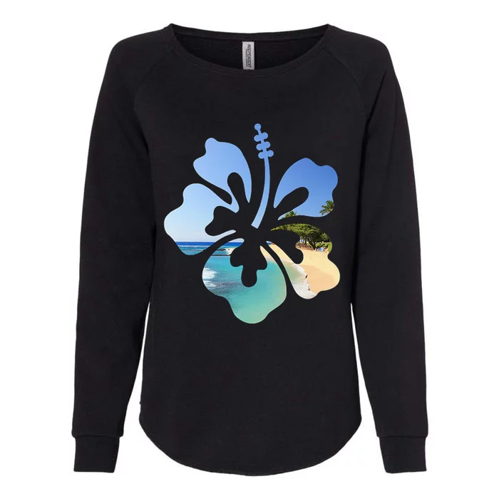 Hibiscus Beach Flower Womens California Wash Sweatshirt