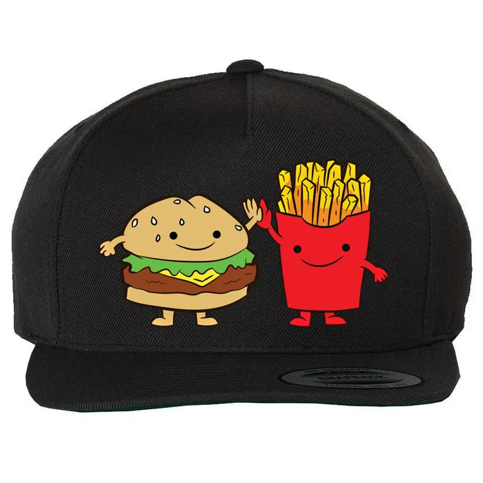 Hamburger Burger Fast Food French Fries Gift Wool Snapback Cap