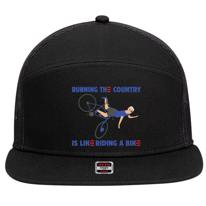 Horrible Biden Falling From Bike 7 Panel Mesh Trucker Snapback Hat