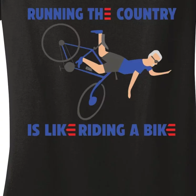 Horrible Biden Falling From Bike Women's V-Neck T-Shirt