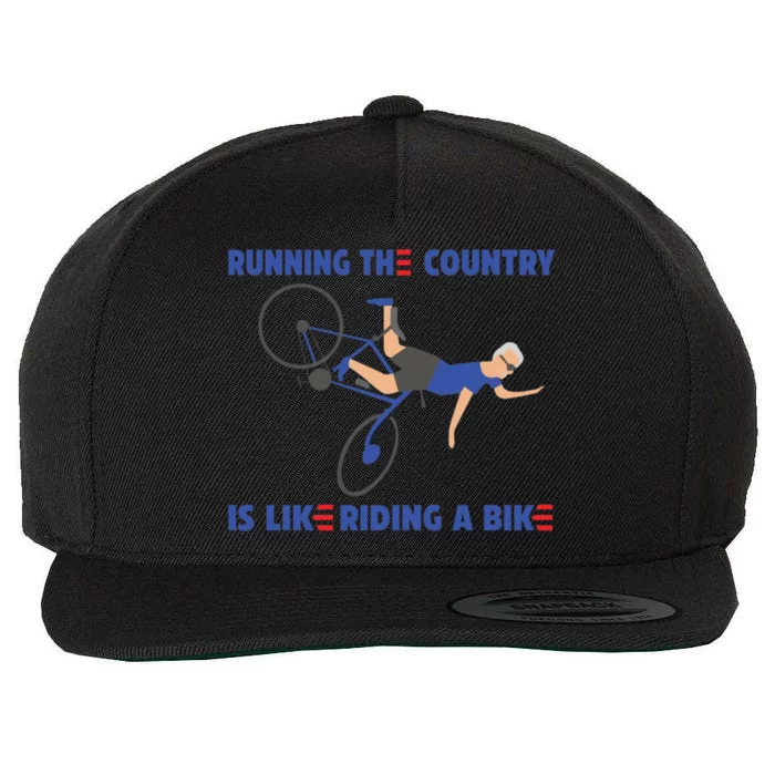 Horrible Biden Falling From Bike Wool Snapback Cap