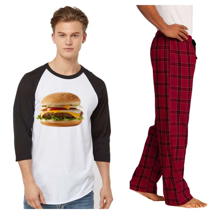 Hamburger Burger Food Day Buns Cheeseburger Grilling Outdoor Cool Gift Raglan Sleeve Pajama Set