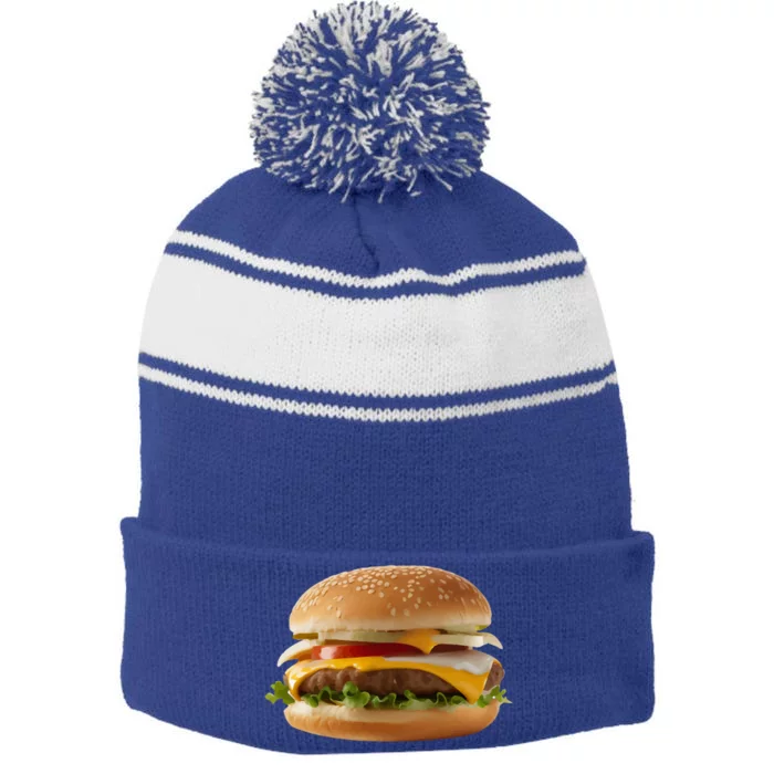 Hamburger Burger Food Day Buns Cheeseburger Grilling Outdoor Cool Gift Stripe Pom Pom Beanie