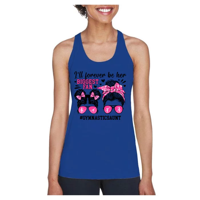 Her Biggest Fan Gymnastics Aunt Of A Gymnast Auntie Cute Gift Women's Racerback Tank