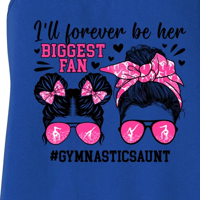 Her Biggest Fan Gymnastics Aunt Of A Gymnast Auntie Cute Gift Women's Racerback Tank