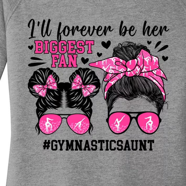 Her Biggest Fan Gymnastics Aunt Of A Gymnast Auntie Cute Gift Women's Perfect Tri Tunic Long Sleeve Shirt