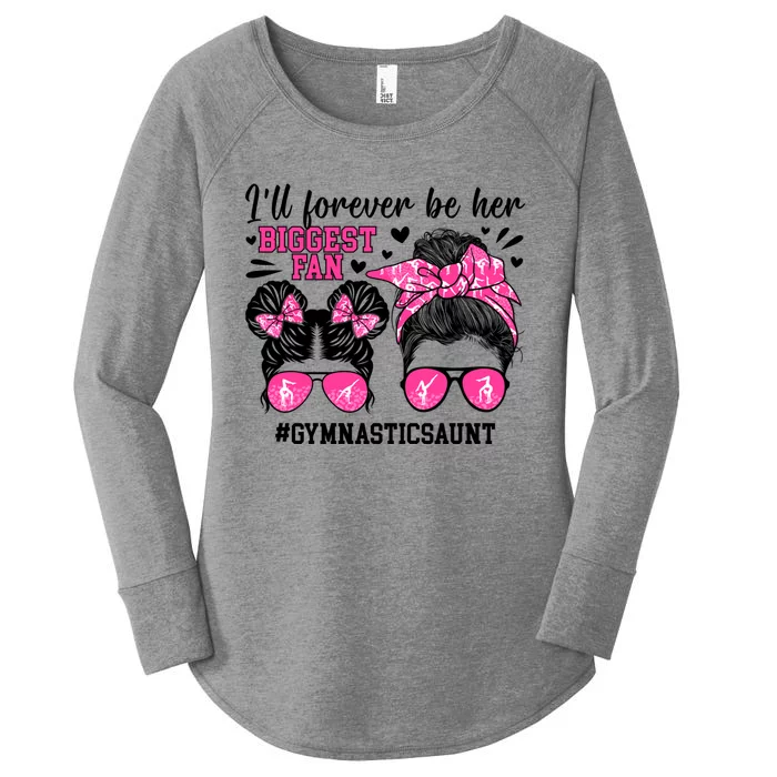 Her Biggest Fan Gymnastics Aunt Of A Gymnast Auntie Cute Gift Women's Perfect Tri Tunic Long Sleeve Shirt