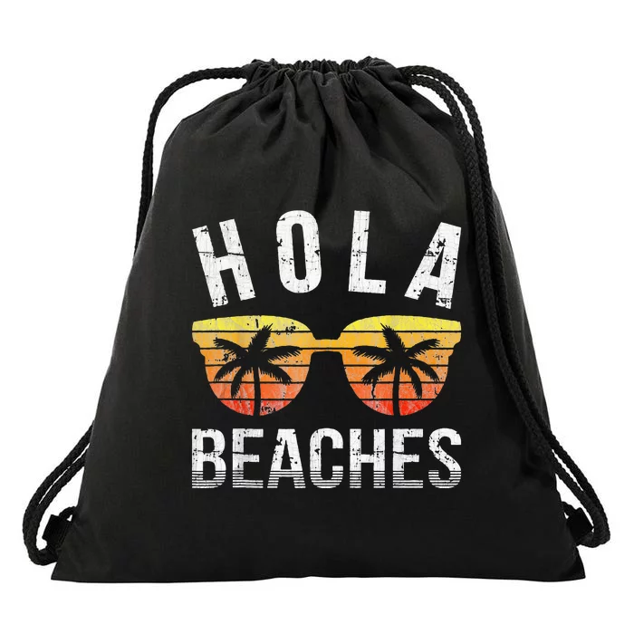 Hola Beaches Funny Beach Vacation Drawstring Bag