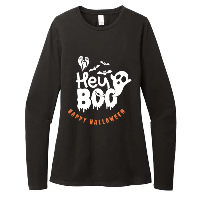 Hey Boo Funny Ghost Happy Halloween Bats Gift Womens CVC Long Sleeve Shirt