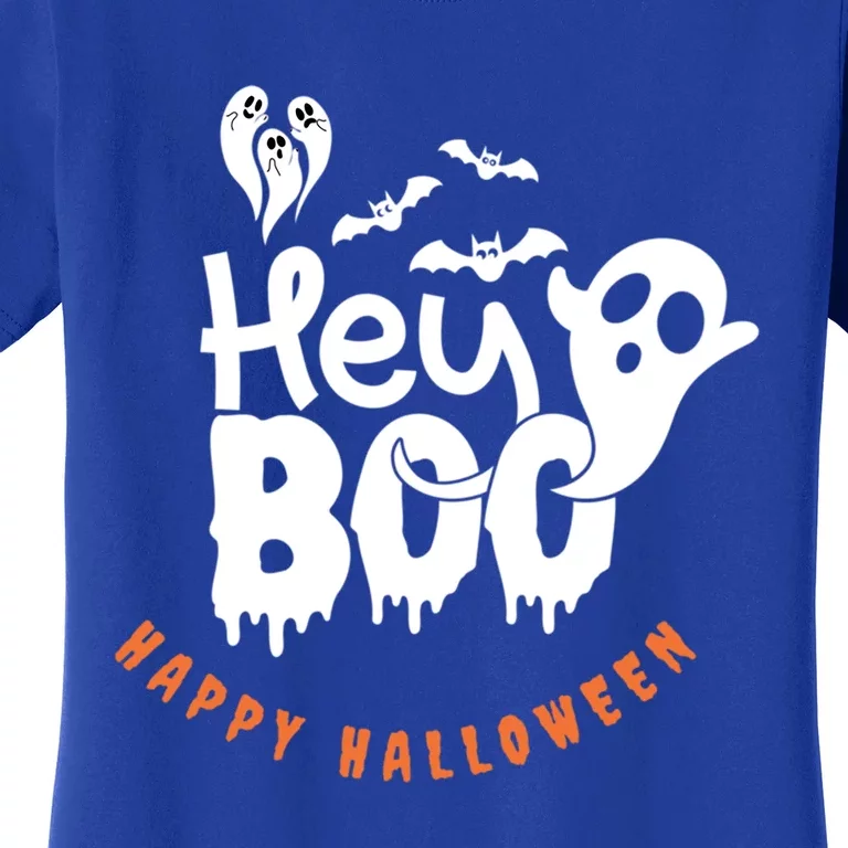 Hey Boo Funny Ghost Happy Halloween Bats Gift Women's T-Shirt