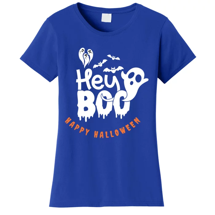 Hey Boo Funny Ghost Happy Halloween Bats Gift Women's T-Shirt