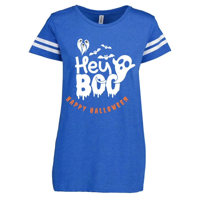 Hey Boo Funny Ghost Happy Halloween Bats Gift Enza Ladies Jersey Football T-Shirt